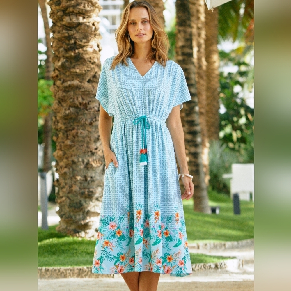 CABANA LIFE Cayman-Coverluxe Tie Waist Midi Dress